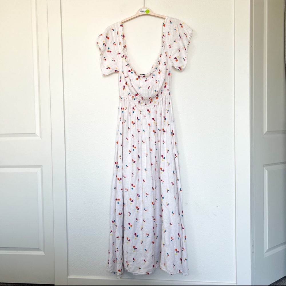 All Things Mochi Nana Embroidered Off The Shoulder Maxi Dress in White - Picture 4 of 7